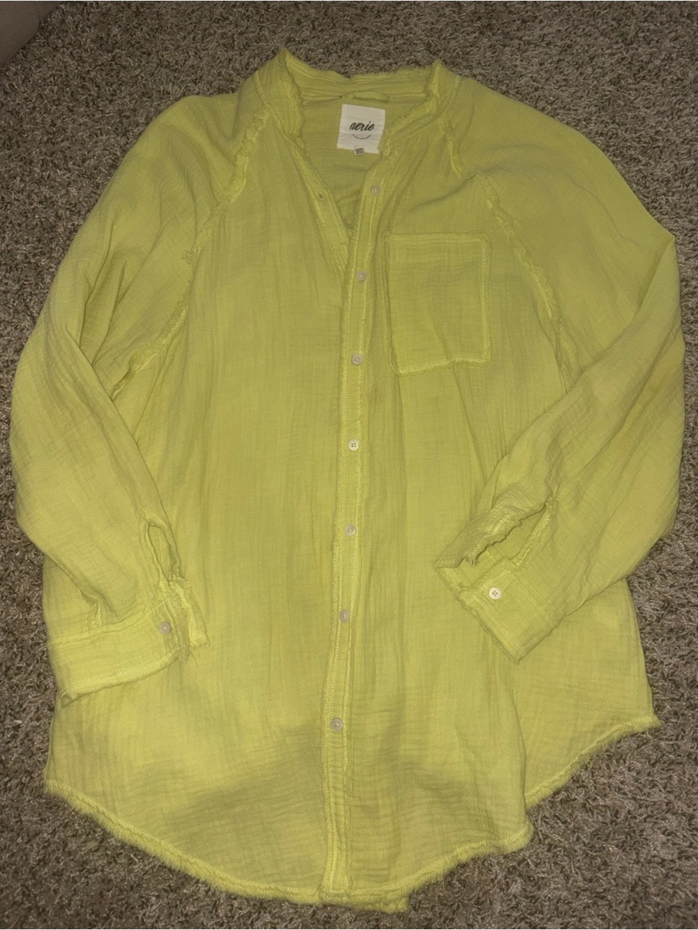 aerie women’s Button-Down Shirt in Lemon Yellow
